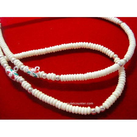 Fish Bone Thai Amulet Pendant Necklace 3 Hooks (Silver)